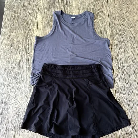 Athleta Women's Bundle Blue Tank Open Back Tank Top XL & All Day Black Skort 8 - Picture 1 of 8